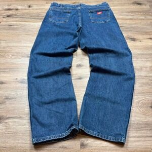 dark wash dickies workwear denim jeans